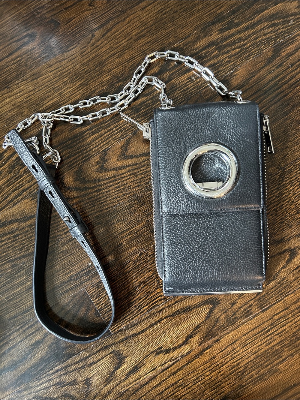Alexander Wang Black Leather Riot Wallet on a Chain